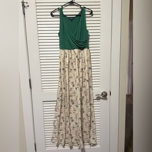 ModCloth Green Floral Boundless Enjoyment Sleeveless Maxi Dress